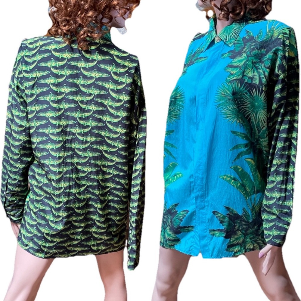 VERSACE  for H&M 2011 Collectible MIAMI Tropical Status Print SHIRT Medium EUC - Picture 3 of 16